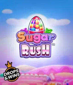 Enjoy the delightful world of Sugar Rush by Pragmatic Play, featuring a vibrant candy dispenser set against a fantastic background of candyland. This graphic captures the playfulness of the game, adorned with bright candies and engaging typography. Perfect for those with a sweet tooth, delivering endless entertainment. 